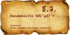 Bendekovits Hágár névjegykártya